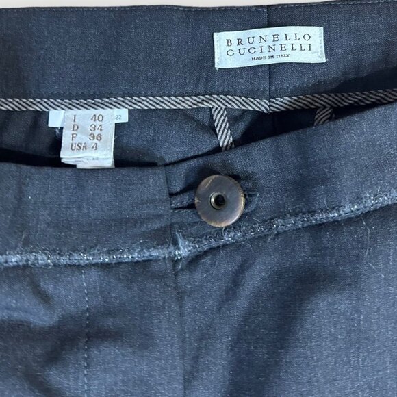 Brunello Cucinelli Wool Blend Metallic Trim Trouser 36 4  Modern Pants EUC - Picture 3 of 12